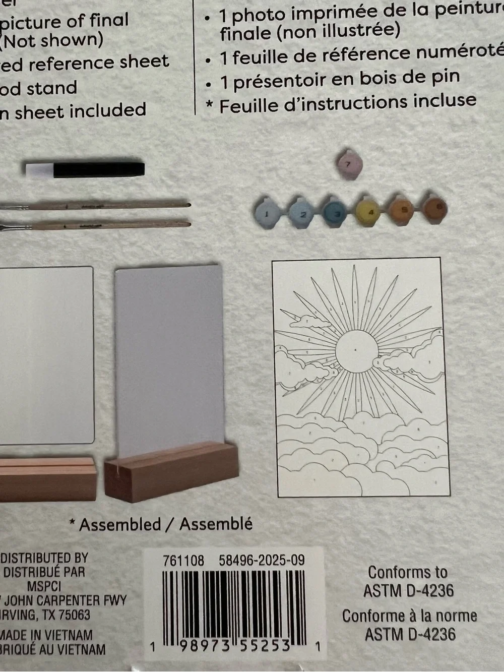 Sun & Clouds Paint-by-Number Kit - Pastel Colors